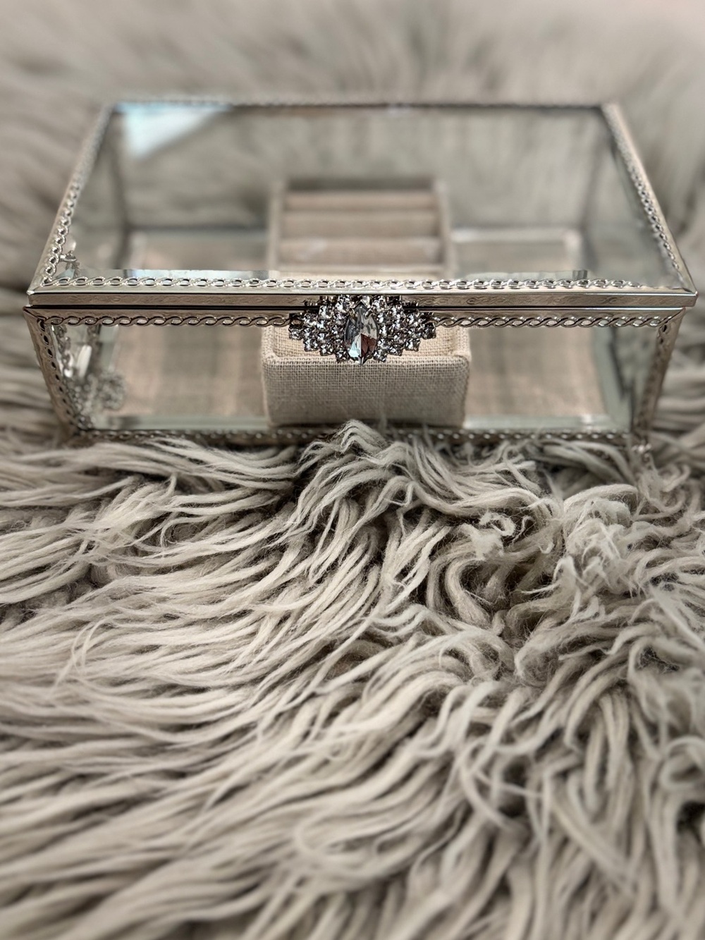 Luxury Diamond Encrusted Silver Jewelry Box